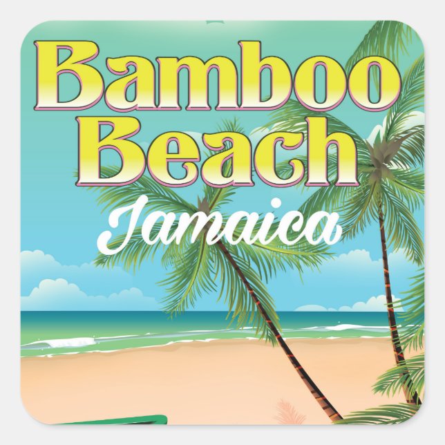 Bamboo Beach Jamaica Square Sticker (Front)