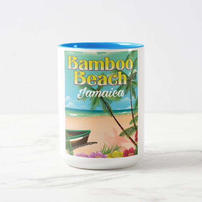 Bamboo Beach Jamaica Two-Tone Coffee Mug (Center)