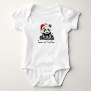Bamboo Bear's First Christmas, custom Baby Bodysuit