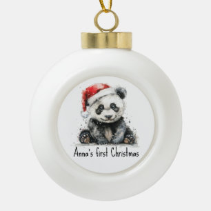 Bamboo Bear's First Christmas, custom Ceramic Ball Christmas Ornament