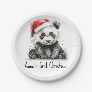 Bamboo Bear's First Christmas, custom Paper Plate