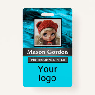 Bamboo, beige background badge ID badge