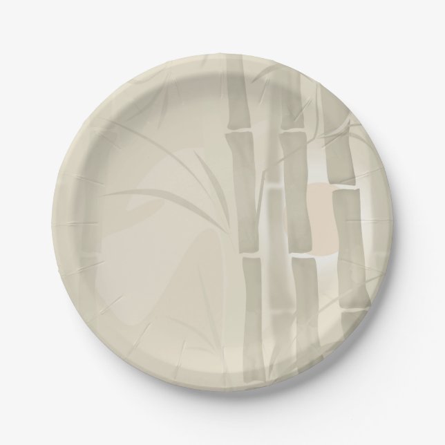 Bamboo, beige background paper plate (Front)