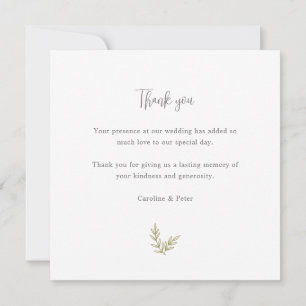 Bamboo Boho Botanical Leaf Soft Elegant Greenery Thank You Card