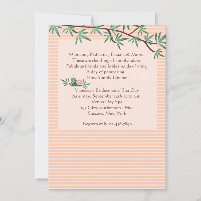 Bamboo Branches Spa Invitation (Front)