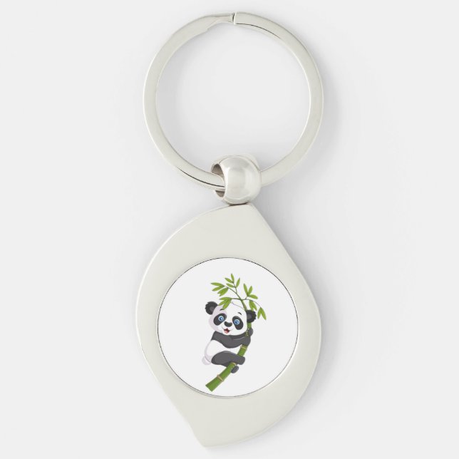 Bamboo Buddy Happy Little Panda Swinging in the Ba Key Ring (Front)