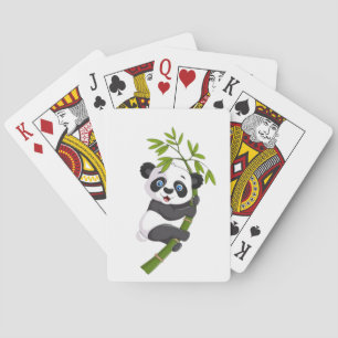 Bamboo Buddy Happy Little Panda Swinging in the Ba Playing Cards