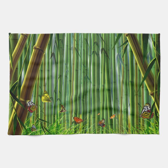 Bamboo & Butterfly Art 1 Kitchen Towel (Horizontal)