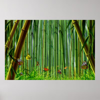 Bamboo & Butterfly Art 1 Poster