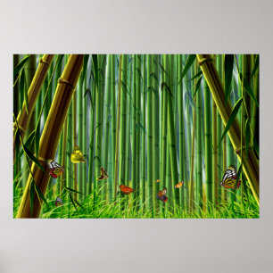 Bamboo & Butterfly Art 1 Poster
