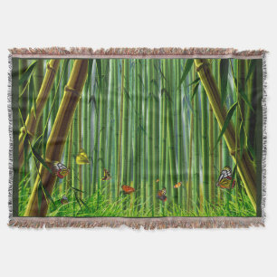 Bamboo & Butterfly Art 1 Throw Blanket