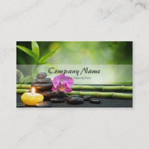 Bamboo Candle Stone Orchid Spa Massage Therapy Business Card