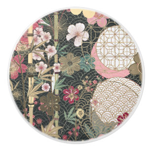 Bamboo Cherry Blossoms Art Deco Designs Ceramic Knob