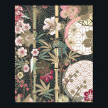 Bamboo Cherry Blossoms Art Deco Designs Poster<br><div class="desc">Bamboo, Cherry Blossoms Art Deco Designs Poster. Lovely design in various shades of soft pink, gold, teal green.</div>