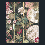 Bamboo Cherry Blossoms Art Deco Designs Poster<br><div class="desc">Bamboo, Cherry Blossoms Art Deco Designs Poster. Lovely design in various shades of soft pink, gold, teal green.</div>