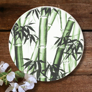 Bamboo Chinese Art - one - green Coaster