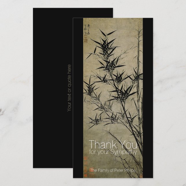 Bamboo Chinese Painting Sympathy Thank You Card (Front/Back)