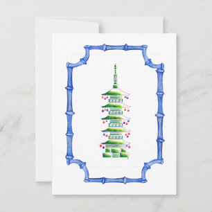 Bamboo Chinoiserie Pagoda Christmas Tree Card