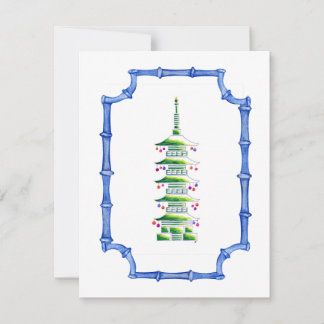 Bamboo Chinoiserie Pagoda Christmas Tree Card
