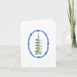 Bamboo Chinoiserie Pagoda Christmas Tree Note Card
