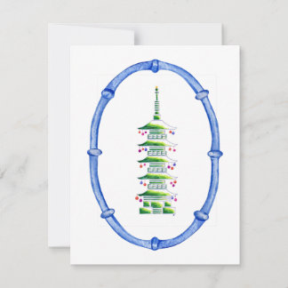 Bamboo Chinoiserie Pagoda Christmas Tree Note Card