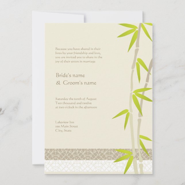 Bamboo Design Wedding Invitations (Front)