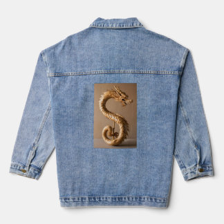 Bamboo Dragon Elegance: Women's Denim Jeans Jacket