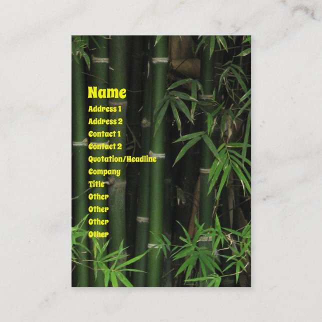 Bamboo ... Fao Rai, Nong Khai, Isaan, Thailand Business Card (Front)