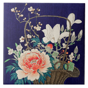 Bamboo Flower Basket by Ohara Koson   Tile