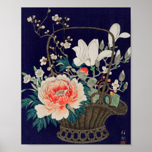 Bamboo flower basket Ohara Koson Illustration Poster