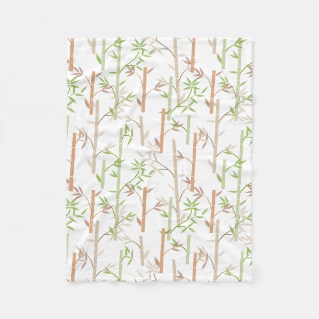Bamboo Foliage Oriental Greenery Leaves Fleece Blanket (Front)