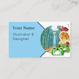 Bamboo Forest Adventure with Cat and Frog Business Card