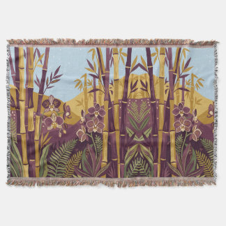 Bamboo Forest Art Blanket – Mustard & Plum