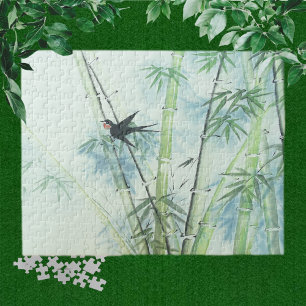 Bamboo Forest - green Jigsaw Puzzle