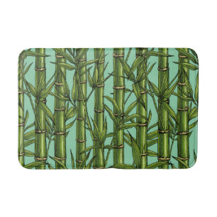 Bamboo forest in green bath mat