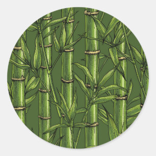 Bamboo forest in green classic round sticker