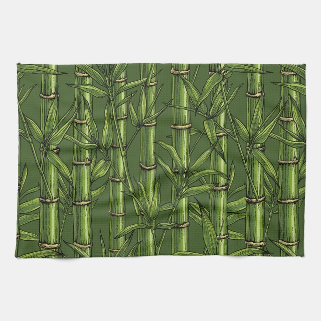 Bamboo forest in green tea towel (Horizontal)