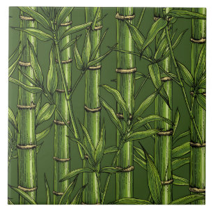 Bamboo forest in green tile