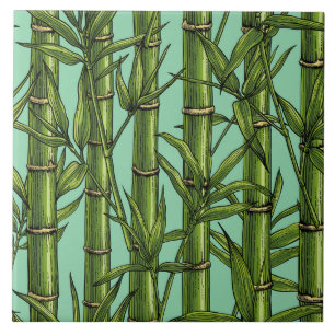 Bamboo forest in green tile