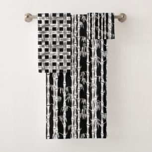 Bamboo Forest Mid Century Modern Black Bath Towel Set