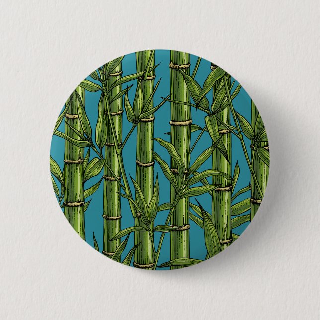 Bamboo forest on blue 6 cm round badge (Front)