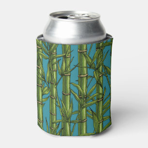 Bamboo forest on blue can cooler