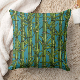 Bamboo forest on blue cushion