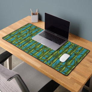 Bamboo forest on blue desk mat