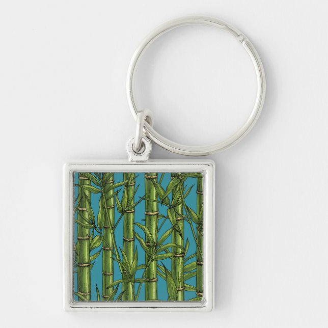 Bamboo forest on blue key ring (Front)