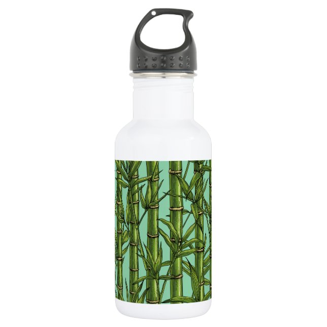Bamboo forest on light blue 532 ml water bottle (Front)