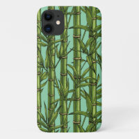 Bamboo forest on light blue