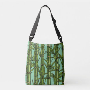 Bamboo forest on light blue crossbody bag