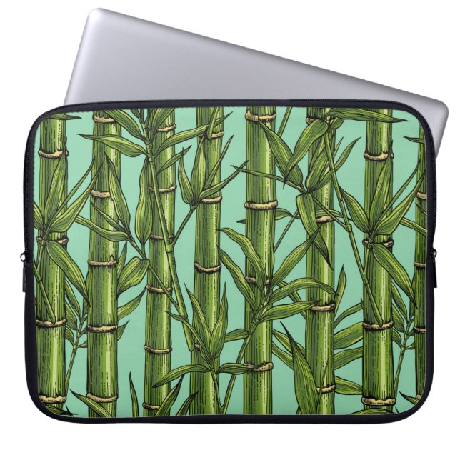 Bamboo forest on light blue laptop sleeve (Front)