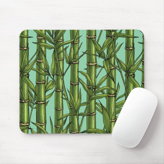 Bamboo forest on light blue mouse mat (With Mouse)